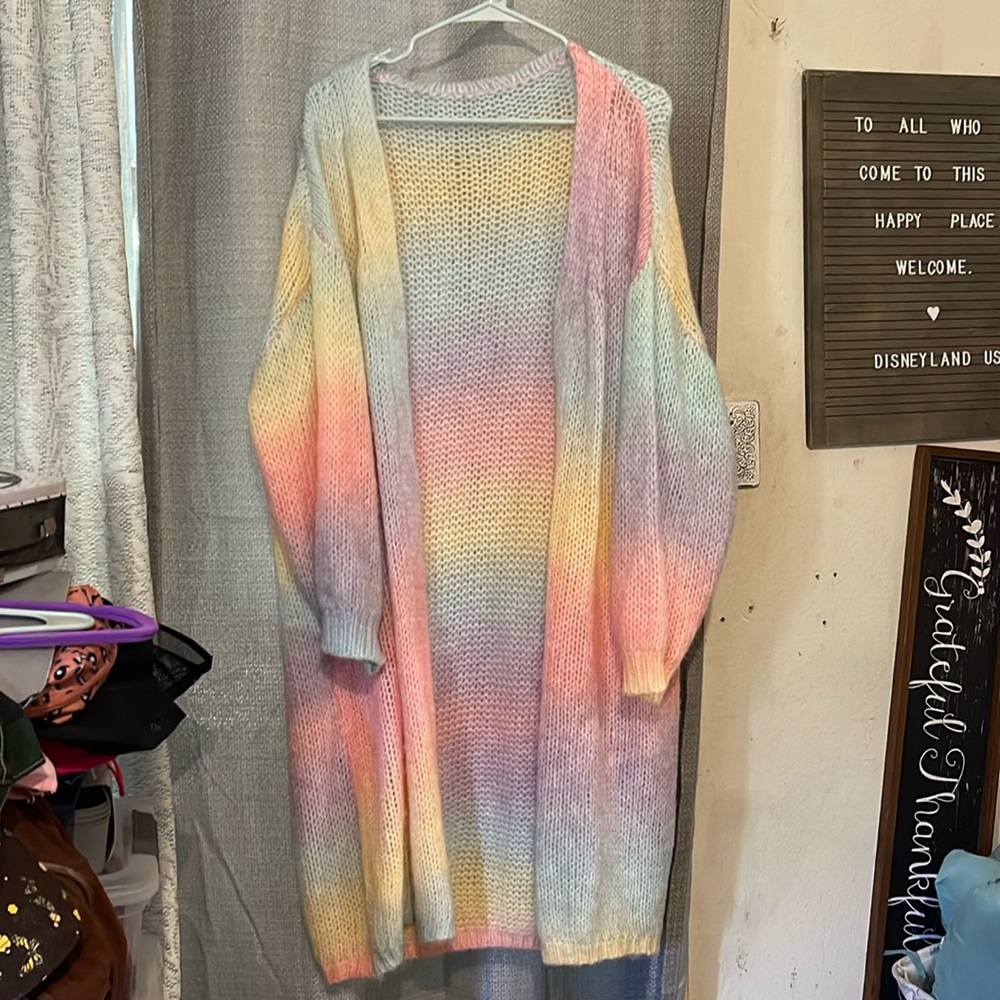 SHEIN rainbow knitted cardigan